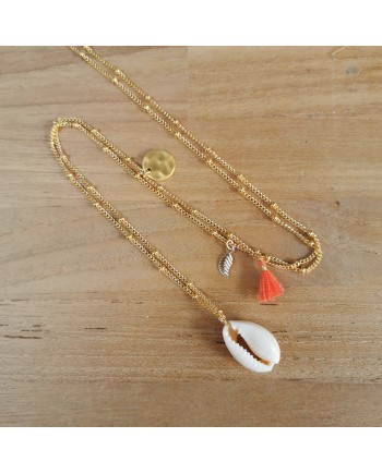 Sautoir breloques coquillage