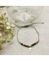 Bracelet perles naturelles et croix plaqué Or