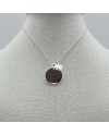 Collier  médaille bombé argent avec breloque nacre monté sur chaîne argent