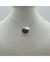 Collier coeur bombé argent avec breloque nacre monté sur chaîne argent