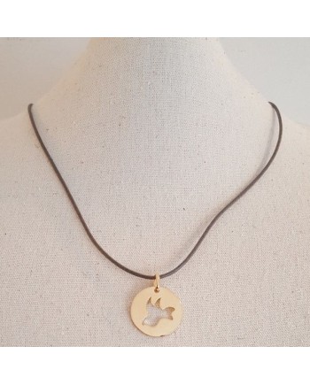 Collier cible colombe argent monté sur lien coton ou sur chaine Plaqué Or 