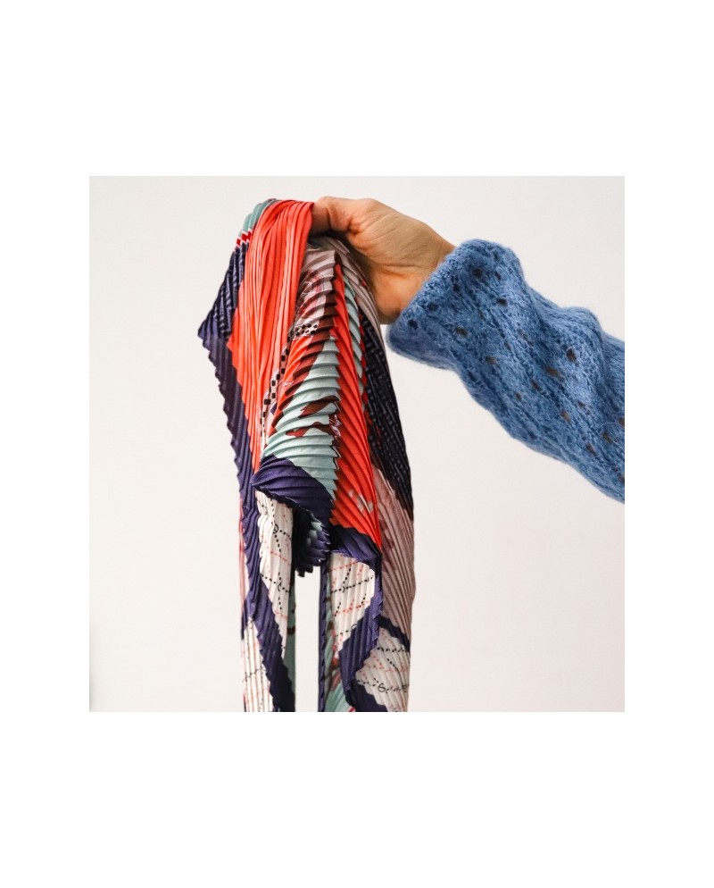 Foulard carré plissé femme