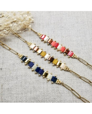 Bracelet chaîne et perles japonnaises