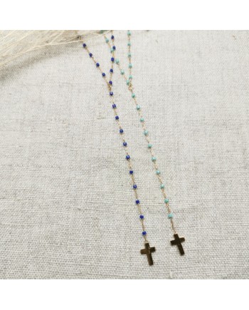 Collier croix doré forme Y