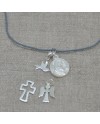 Collier religieux vierge nacre et breloque argent au choix