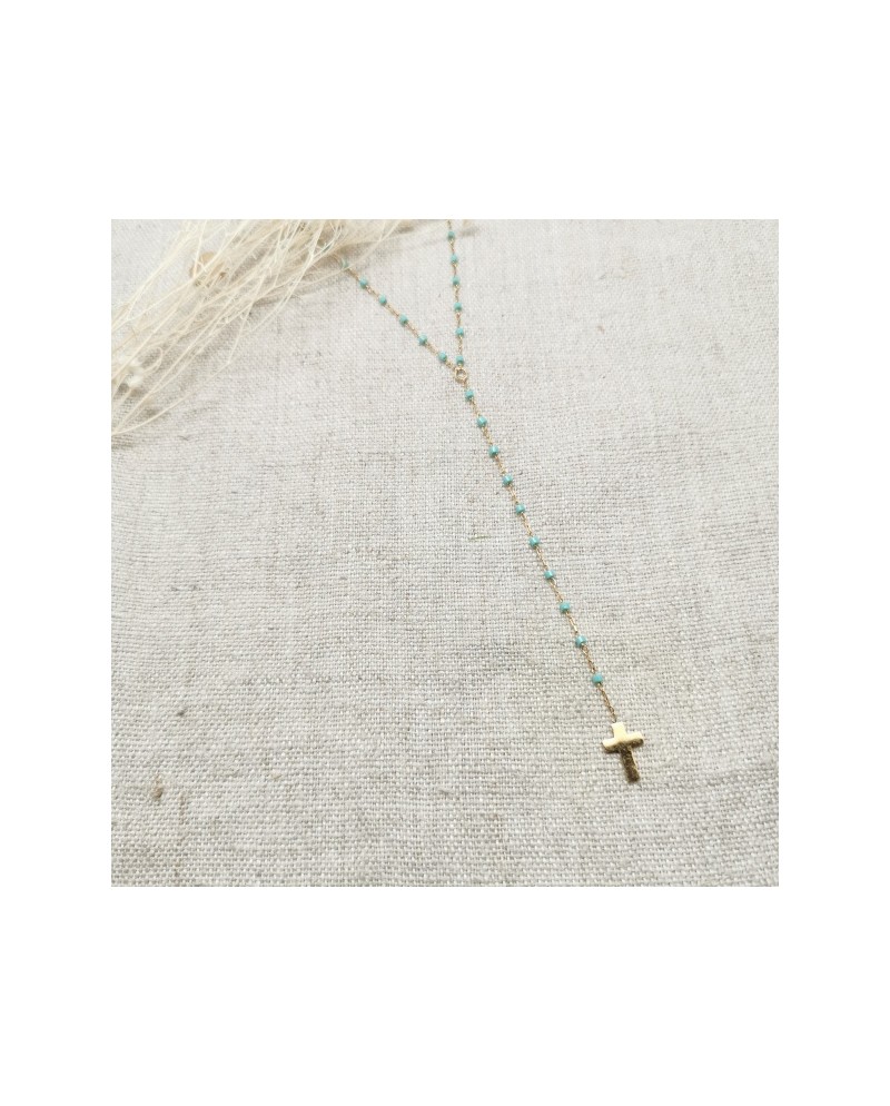 Collier croix doré forme Y