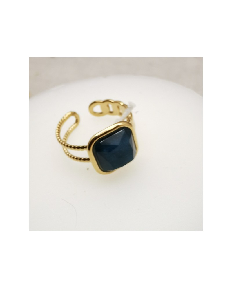 Bague pierre  naturelle carré