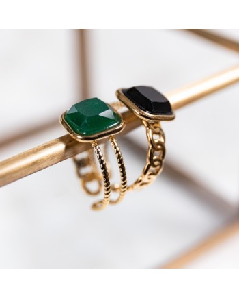 Bague pierre  naturelle carré