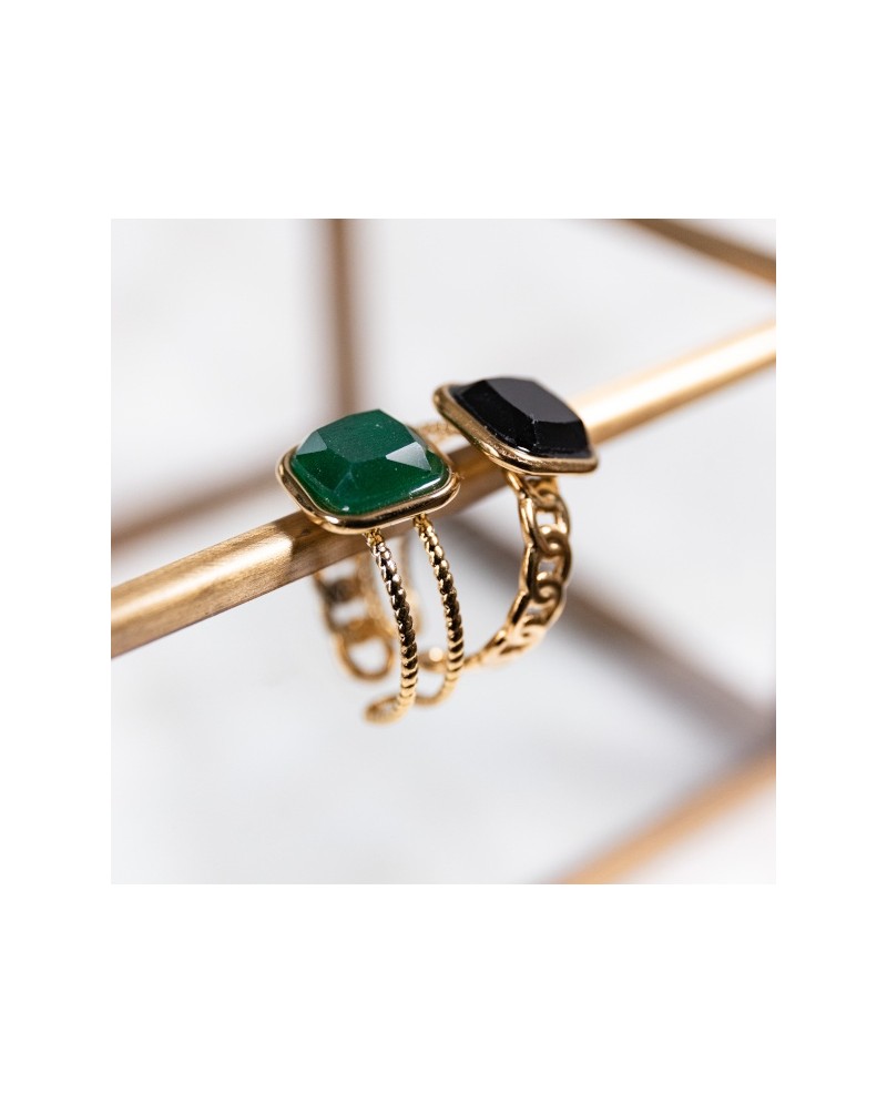 Bague pierre  naturelle carré