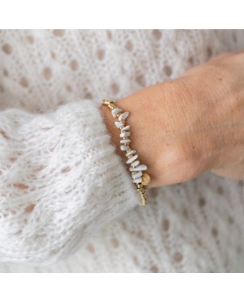 Bracelet élastique pierre naturelle et doré
