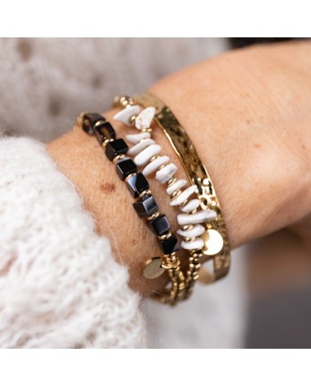 Bracelet élastique pierre naturelle et doré