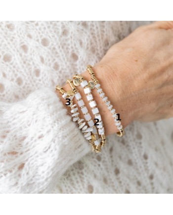 Bracelet élastique pierre naturelle et doré