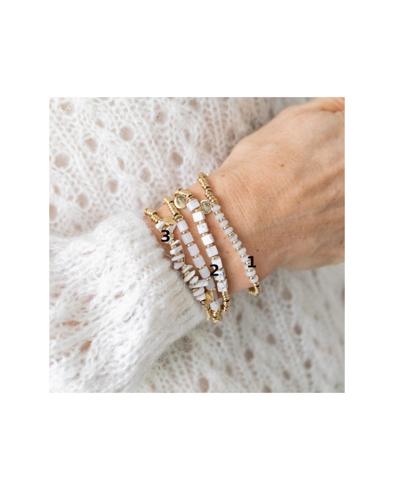 Bracelet élastique pierre naturelle et doré
