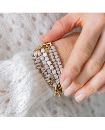 Bracelet élastique pierre naturelle et doré