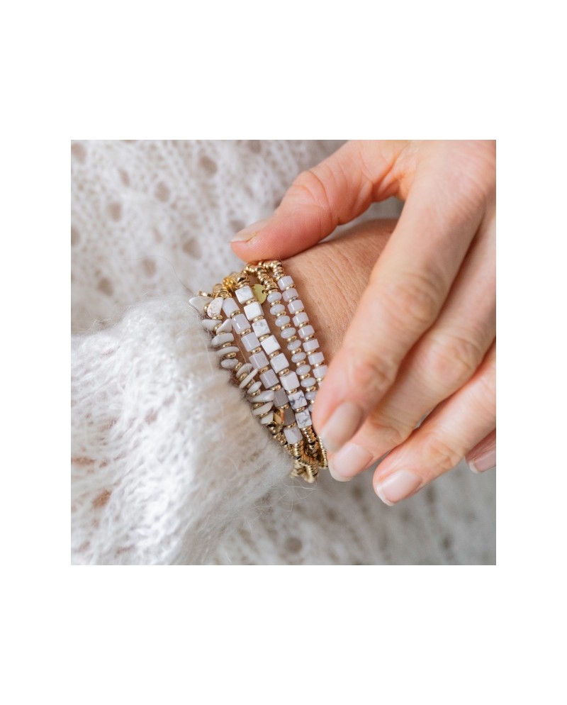 Bracelet élastique pierre naturelle et doré