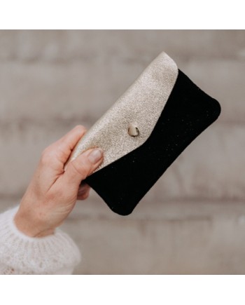 porte monnaie et carte cuir et doré