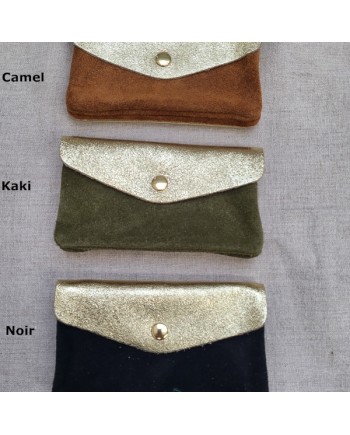 porte monnaie et carte cuir et doré