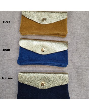 porte monnaie et carte cuir et doré