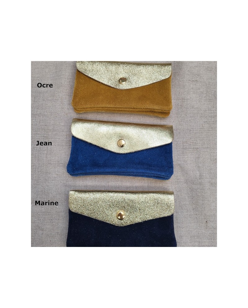 porte monnaie et carte cuir et doré