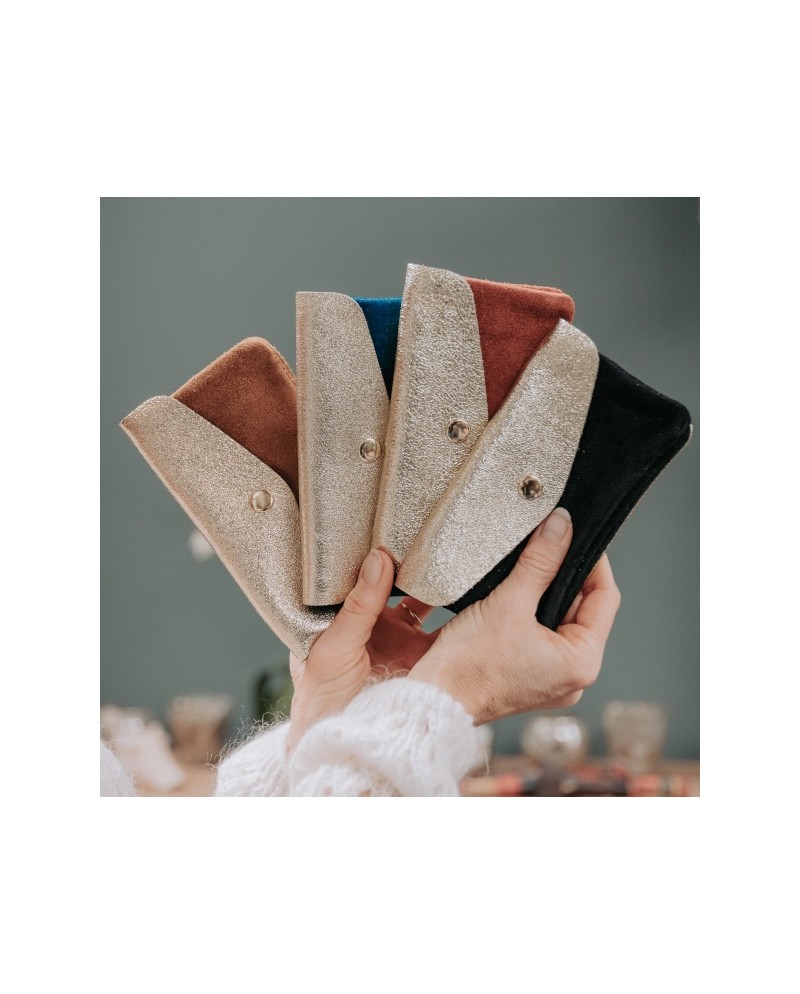 porte monnaie et carte cuir et doré