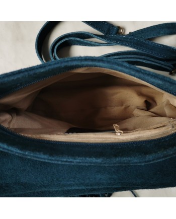 sac cuir rabat pompon