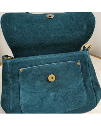 sac cuir rabat pompon