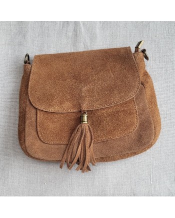 sac cuir rabat pompon