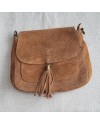 sac cuir rabat pompon