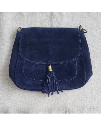 sac cuir rabat pompon