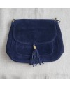 sac cuir rabat pompon
