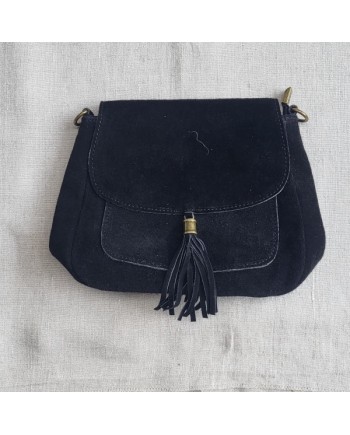 sac cuir rabat pompon