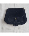 sac cuir rabat pompon