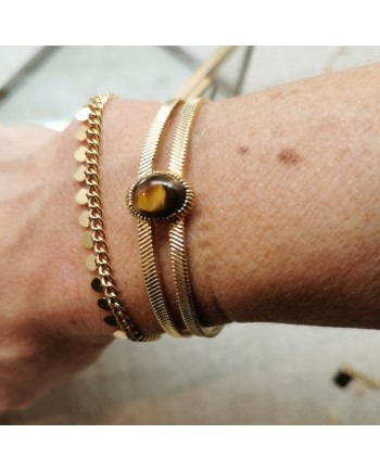 Bracelet maille et breloques coeur