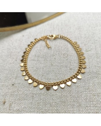 Bracelet maille et breloques coeur