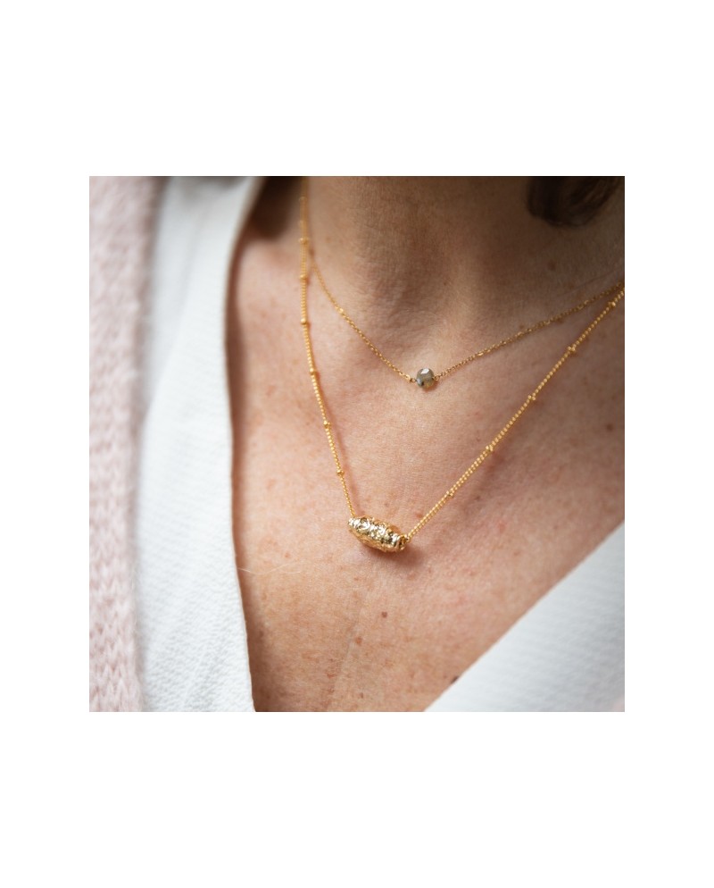 Collier perle cylindre esprit Oriental