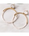 Boucles d'oreilles grand anneau et perles