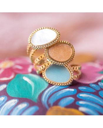 Bague double tour pierre naturelle ovale