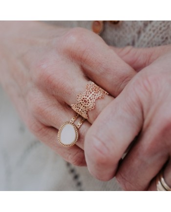 Bague double tour pierre naturelle ovale