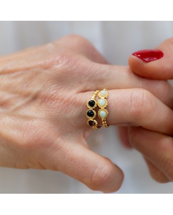 Bague motif rond pierre naturelle