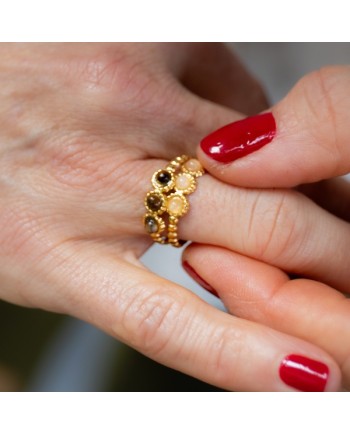 Bague motif rond pierre naturelle