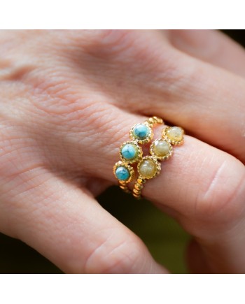 Bague motif rond pierre naturelle