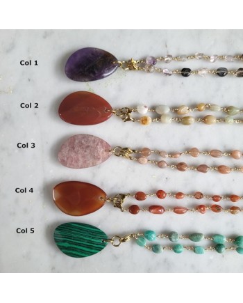 Sautoir Grande croix en pierre