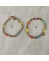 Bracelet elastique perles dorés et couleurs