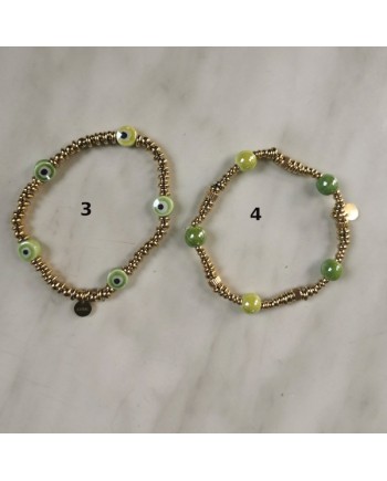 Bracelet elastique perles dorés et couleurs