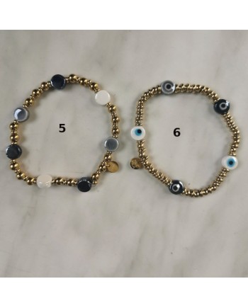 Bracelet elastique perles dorés et couleurs