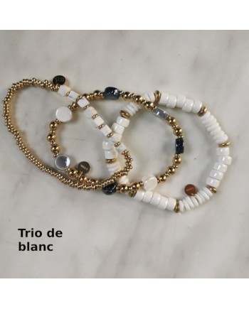 Bracelet elastique perles dorés et couleurs