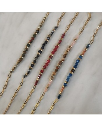 Bracelet chaîne maille et pierre naturelle