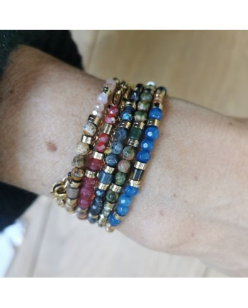 Bracelet chaîne maille et pierre naturelle