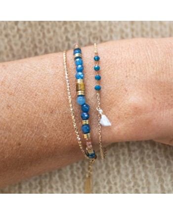 Bracelet chaîne maille et pierre naturelle