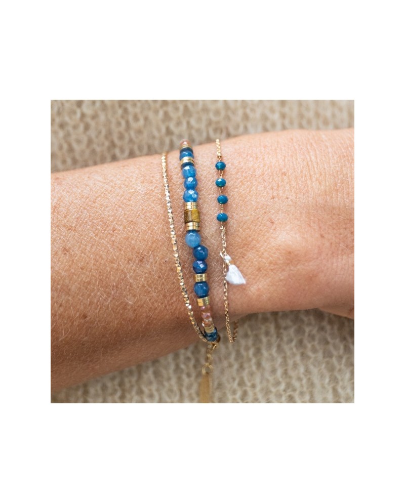 Bracelet chaîne maille et pierre naturelle